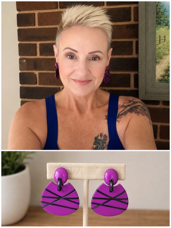 Vintage Jewelry - Vintage 80’s Purple clip earrings
